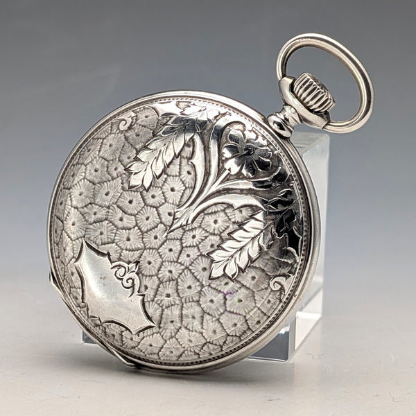 約 1926 年古董浪琴懷錶,銀色獵錶殼,阿拉伯數位時標,運作良好